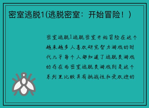 密室逃脱1(逃脱密室：开始冒险！)